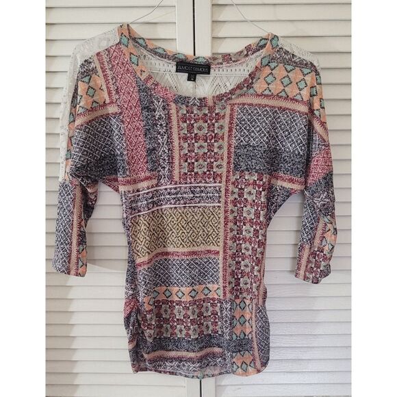 Lace Back and Geometric Patterns Top by Almost Famous – Size M - Picture 1 of 4